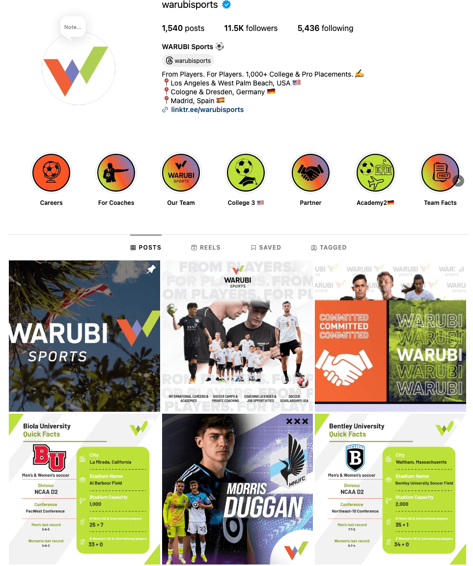 Warubi Sports Instagram - Germany Soccer Academy